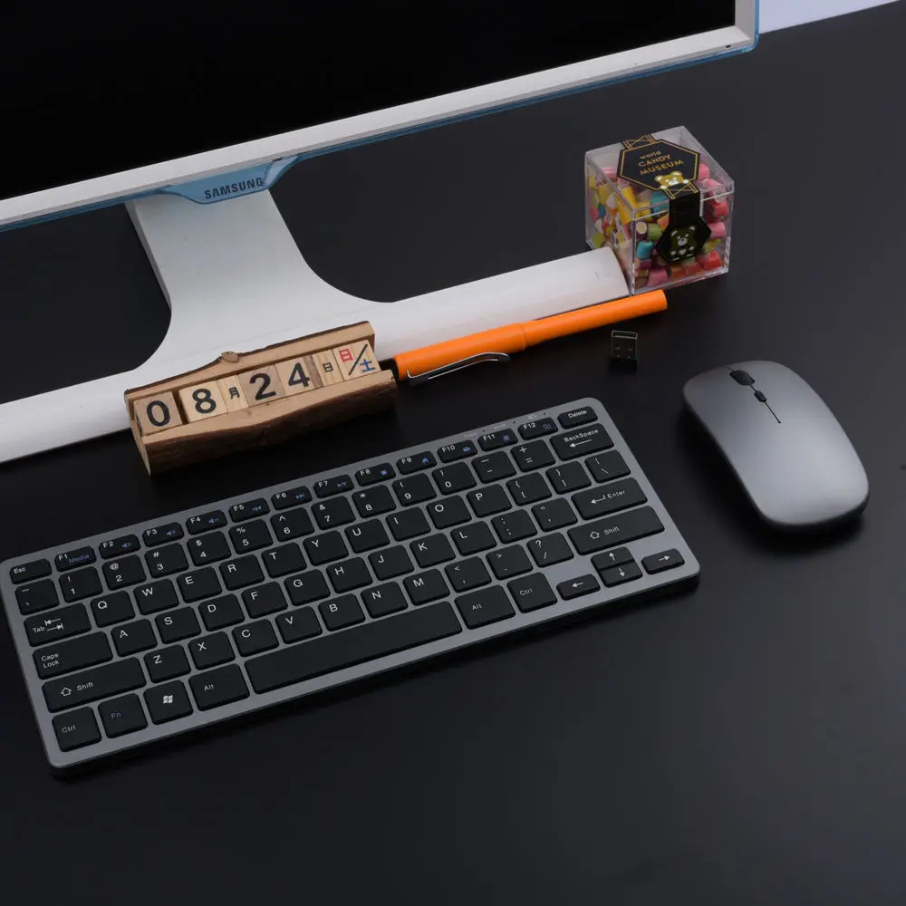 Ultra Slim Type C Port Rechargeable Dual-Mode Wireless Keyboard and Mouse Combo 2.4G+BT3.0+bt5.2 Wireless Keyboard Mouse Set