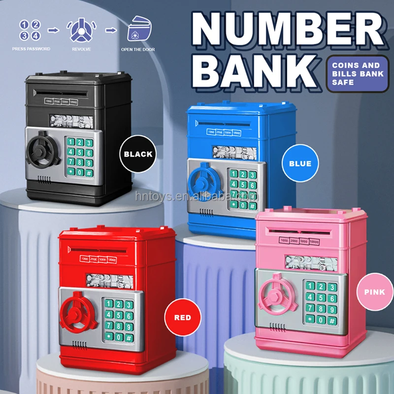 Newest portable ATM Bank lovely book shape safe money saving box children plastic piggy bank