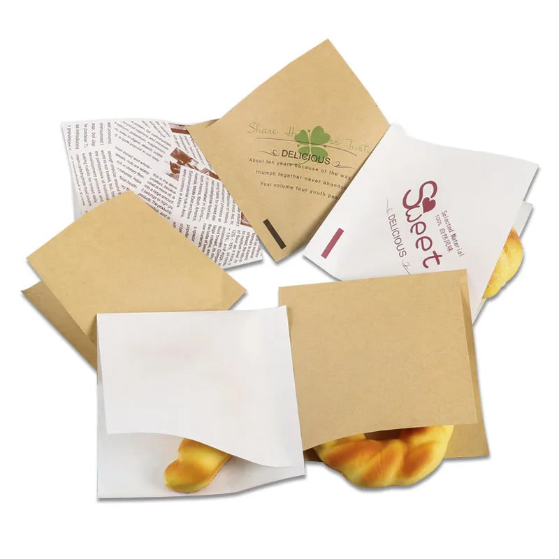 Wholesale Custom Printed Food Grade Packing Wax Treat Triangular Shape Open Greaseproof Kraft Paper Bag