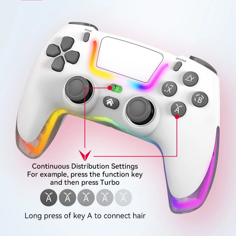 P07 Wireless Joystick For PS4/Switch/IOS/Android/PC RGB Gaming Controller BT Handle Console Accessories No Delay Gamepad