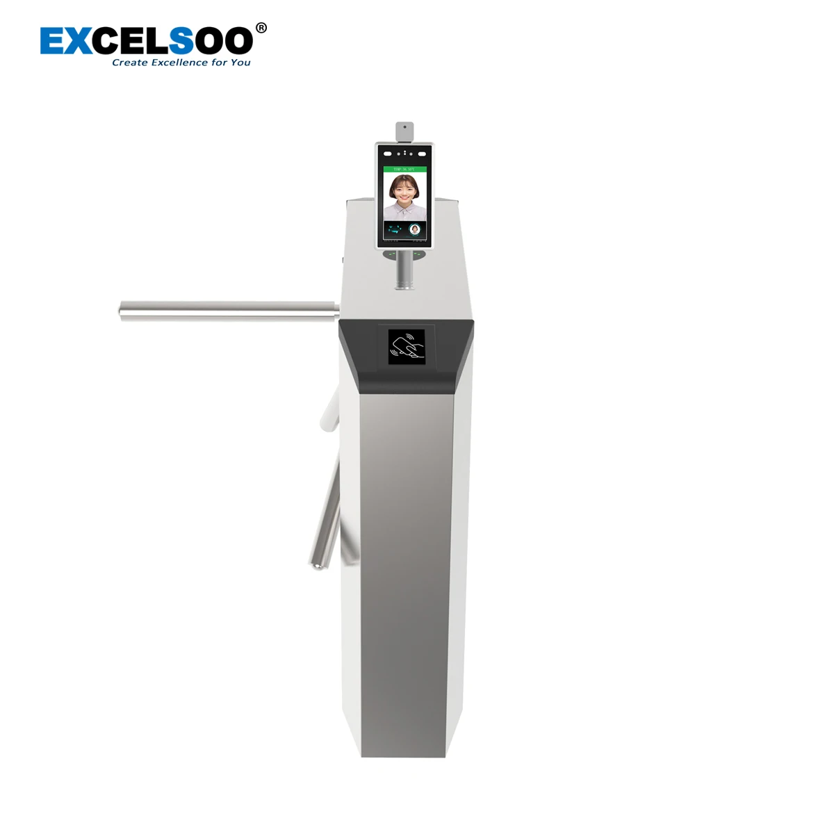 Tripod Turnstile with Face Recognition Terminal For Bus Tickets Checkpoint