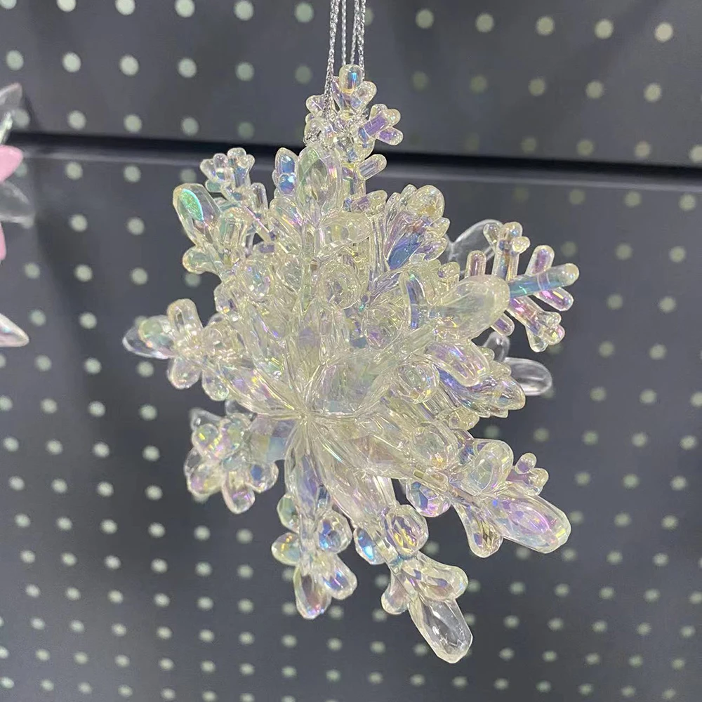Laser cut clear acrylic Christmas tree decoration custom snowflake acrylic festive party decoration gifts