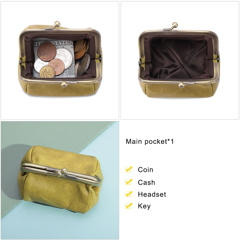  2021 Cute Money Pouch Genuine Leather Coin Purse Small Ladies Mini With Metal Closure