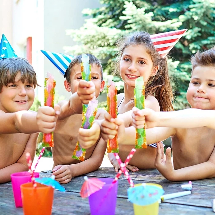 Disposable Ice Popsicle Bags Ice Pops Freeze Pop Bags With Zip Seals  Fruit Juice Plastic Soft Tube Bag for Ice Pop