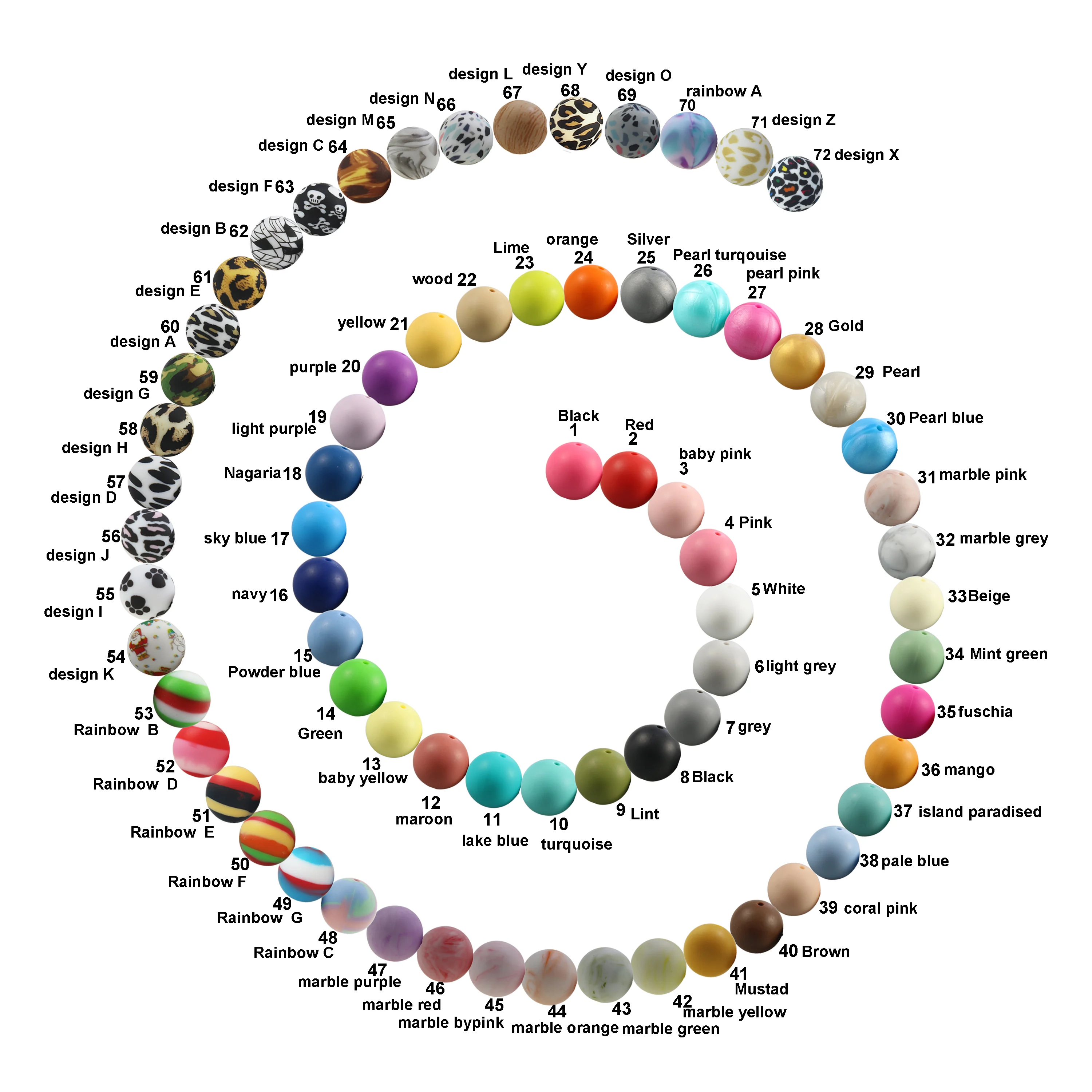 Wholesale BPA Free Food Grade Colorful Mixed Colors Shaped Teething Round 12mm Silicone Beads