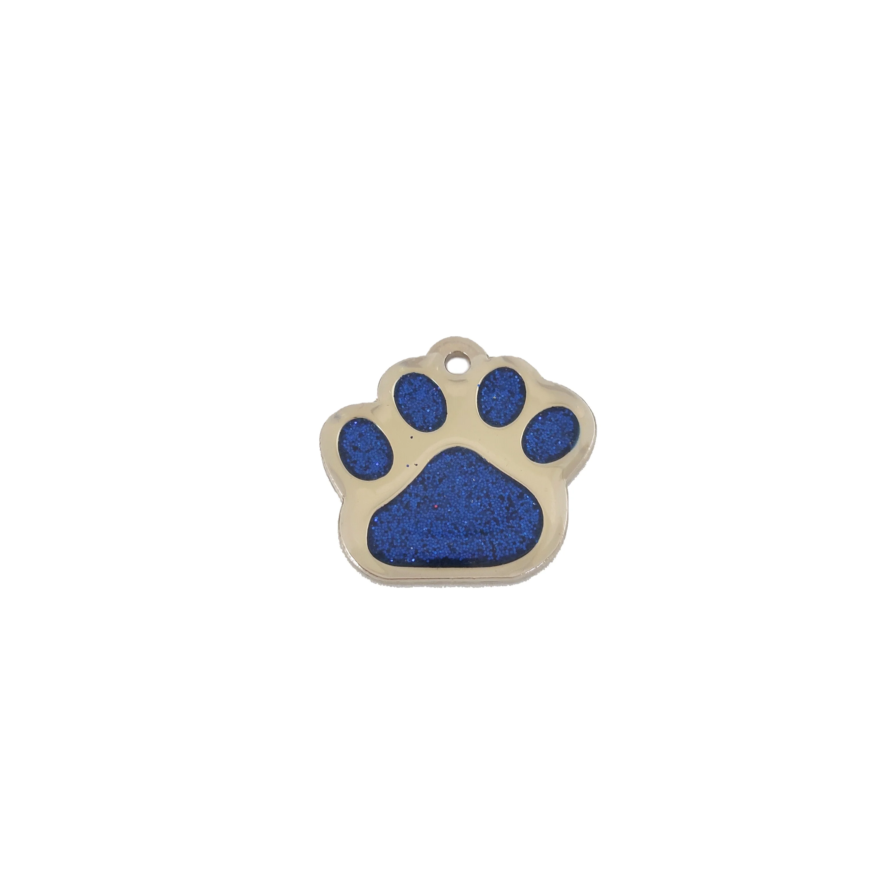 
27mm custom Navy Blue sparkling glitter powder paw dog collar ID tag 