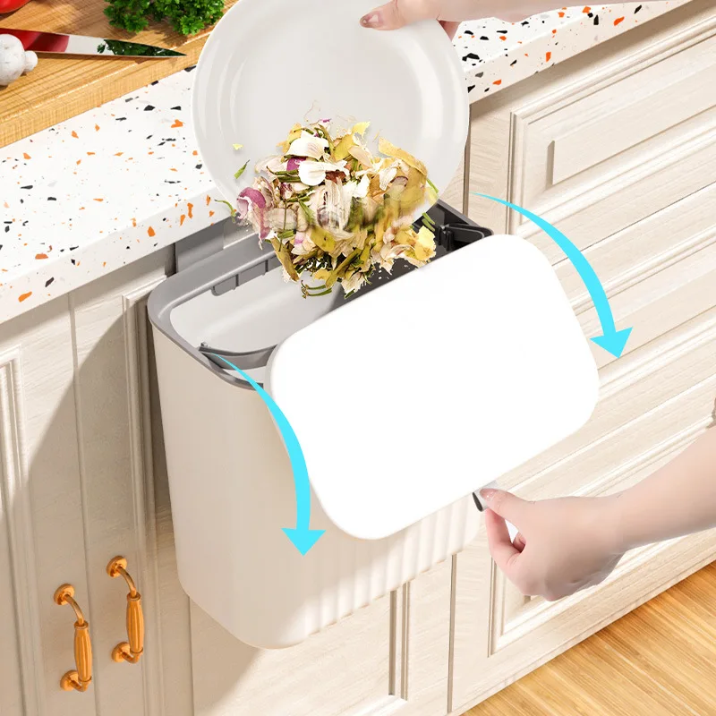 Hot Selling Wall Mounted Kitchen Trash Can Hanging Trash Bin Cabinet Door Bathroom Trash Can With Lid
