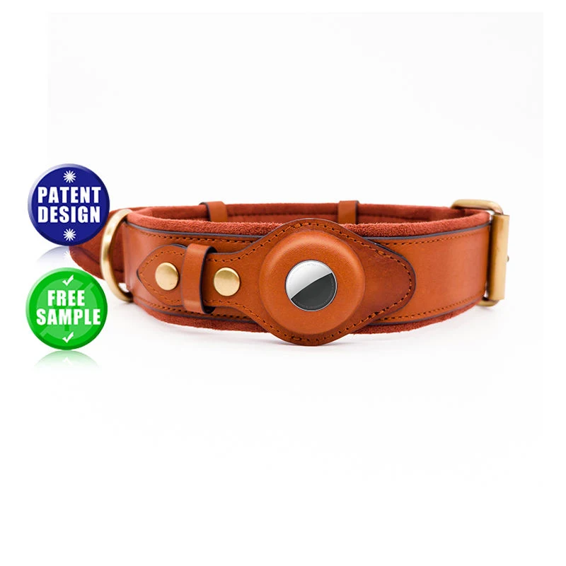 PURESPET Wholesale Custom Private Label In Bulk Padded Adjustable Wide Genuine Leather Dog Collar for Large Dog
