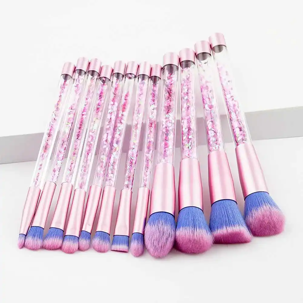 Wholesale Face Glitter  Cosmetic Make Up brush Tool set 12 Pcs Eye Shadow Private Label Makeup Brush Set