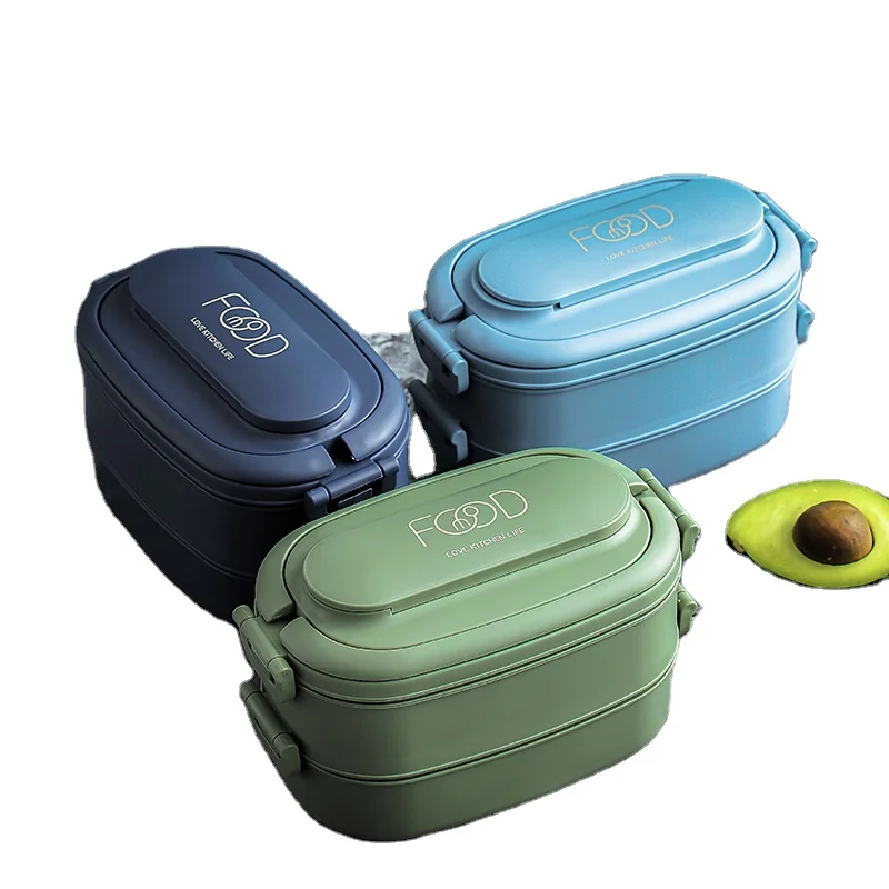 Wholesale PP Plastic Lunch Box 2 Layer With Cutlery And Bottle Insulated Leakproof Bento Lunch Boxes Bag Set