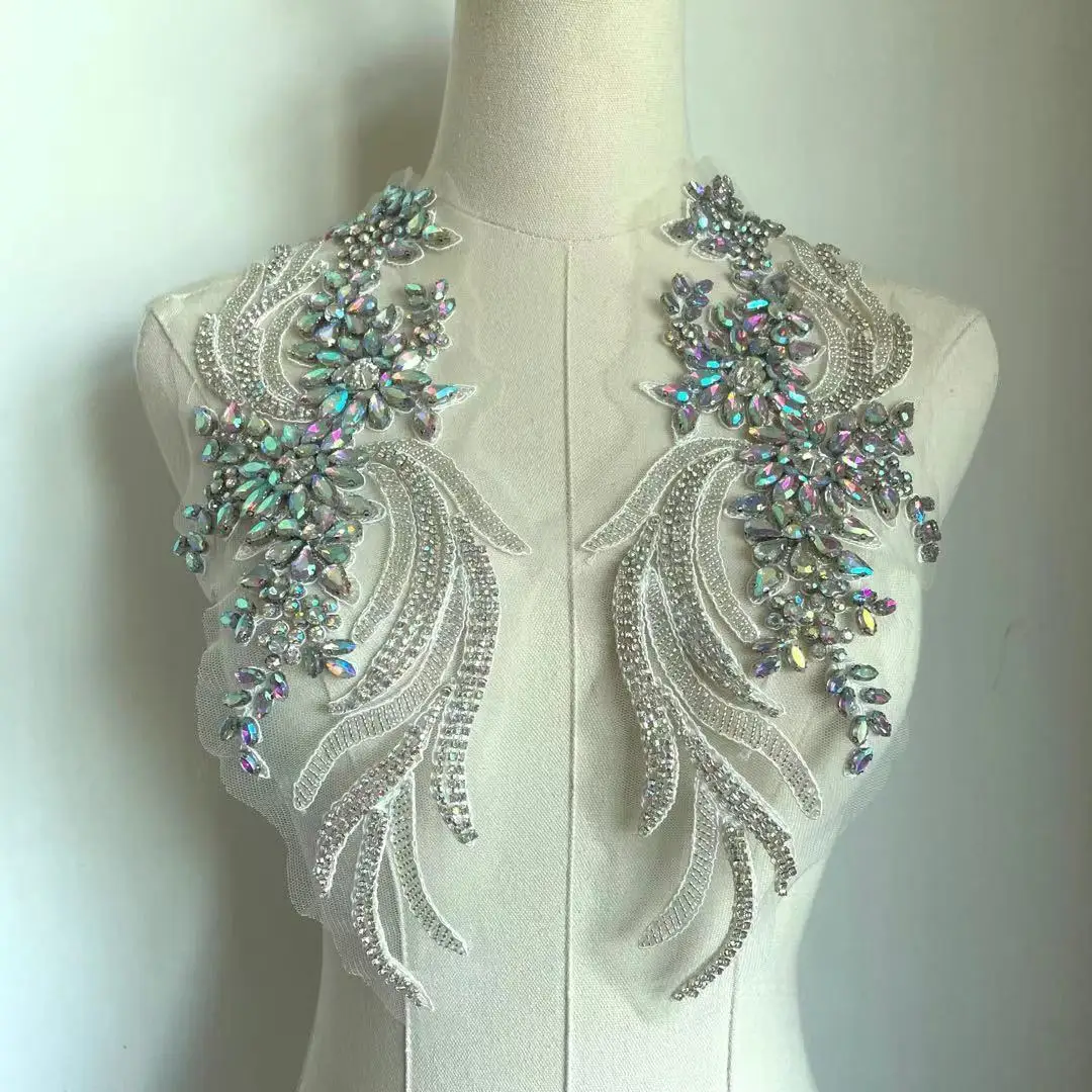 Glass Tassel Hot Sale Custom Design Crystals Handmade Beads Fringe Rhinestones Body Applique Red