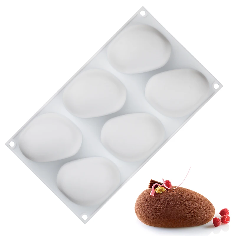 6 Cavity Stone Shape Silicone Cake Mold Baking Moulds Pastry Decorating Molds Tools for Soap Mousse Cake