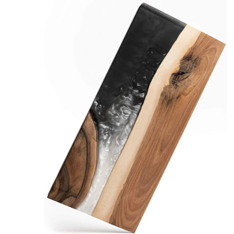Wooden resin cheese board, Handmade wooden cutting board resin serving board