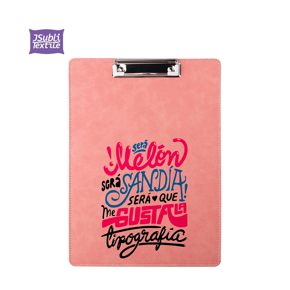 PUCB2231PK-1 Bestsub Wholesale Custom Sublimation Blanks A4 Size Pink PU Leather File Document Clipboard Folder with Metal Clip