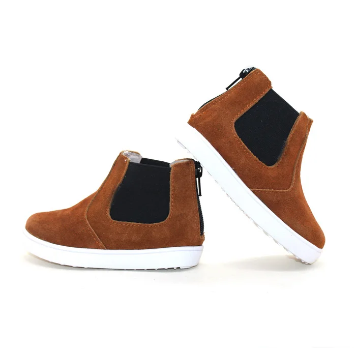 hard rubber sole boys girls kids baby toddler prewalker suede leather ankle chelsea boots