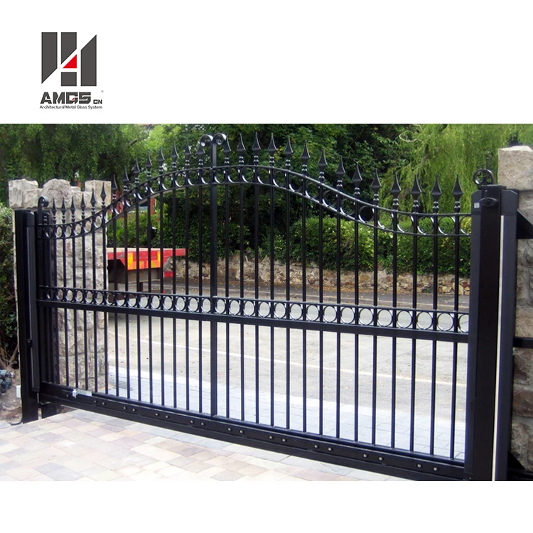 
Paint Powder s Coating Customized Main Door, Decorative External Modern Design House Entrance Wrought Iron Gate 
