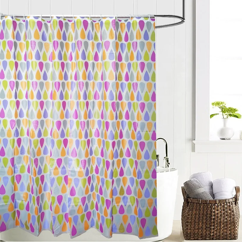 2022 hot sold customized logo printed PEVA shower curtains used in bathroom