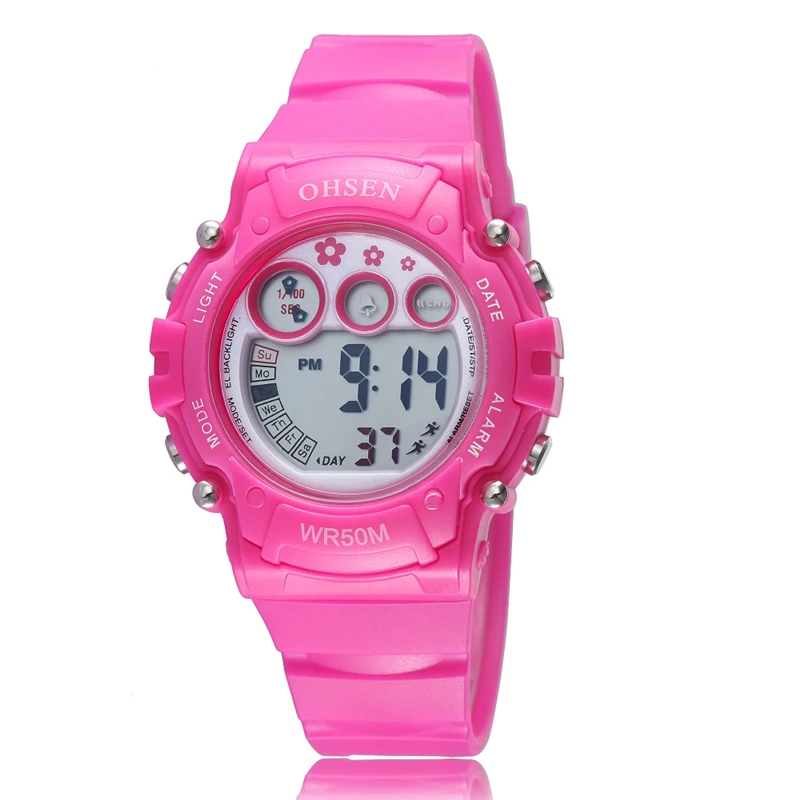 OHSEN 1508 Brand Kids Waterproof Sports Wristwatch Alarm Electronic Clock 50m Waterproof Fashion Boy Girl Children Digital Watch