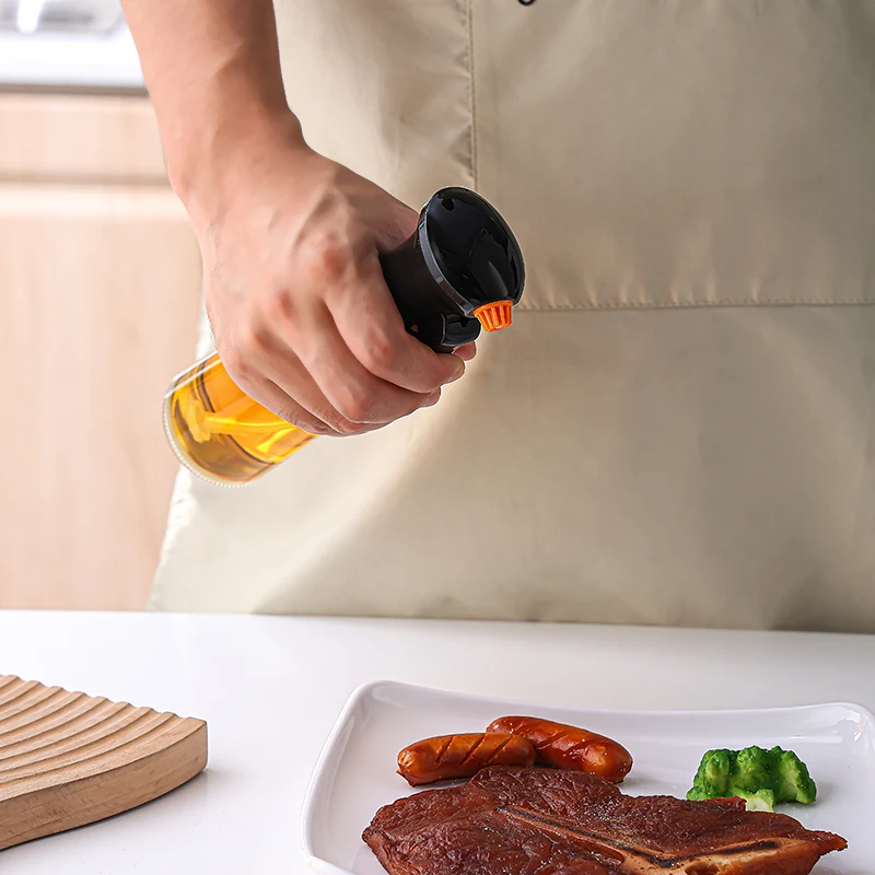 200ml Kitchen Oil Dispenser Bottle Refillable Glass Screen Printing Food Grade Oil Vinegar Spritzer Mister Salad Cooking Frying