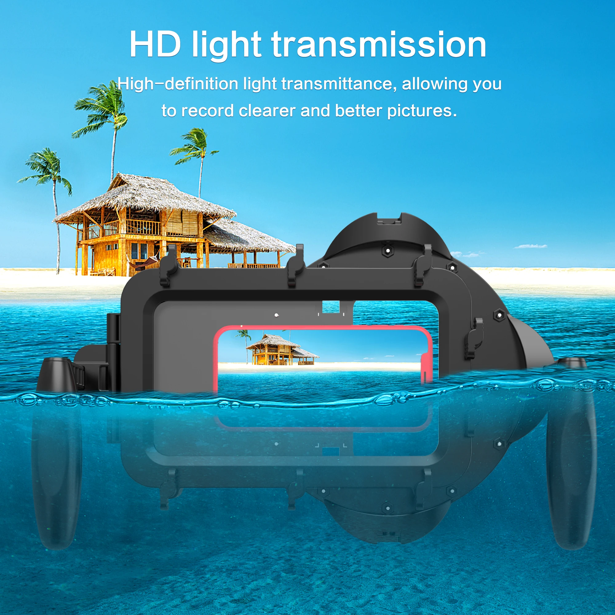 High End Wholesale Universal Waterproof Underwater Dome Diving Phone Case With Dual Handle Holder for IPhone 13 Pro Max Samsung