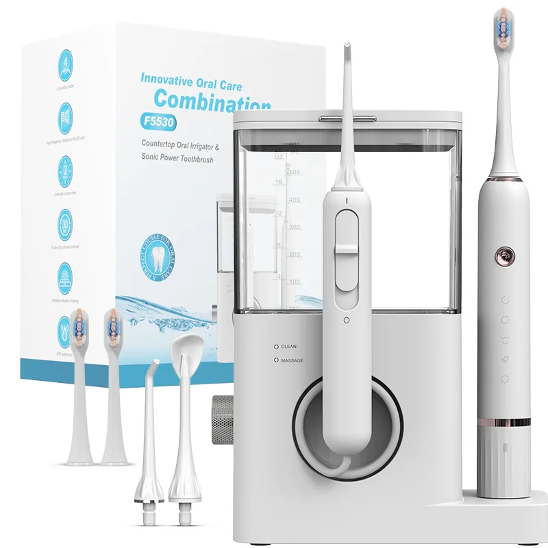 F5530C Flossing Toothbrush Pressure Sensor Sonic Toothbrush and Desktop Electric Flosser Water Floss Tooth Brush