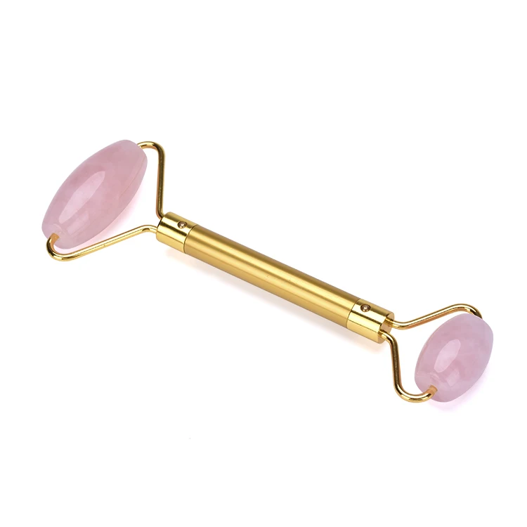 
High Quality Therapy Stone Rose Quartz Anti Aging Facial Natural Pink Jade Roller with custom detached head 