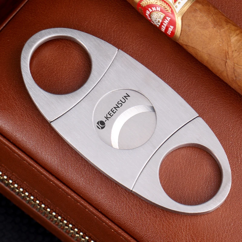 hot sale custom logo perfect double blade cigar cutter stainless steel cigar accessories