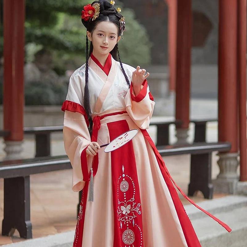 Wholesale Ancient Long-Sleeved Embroidery National Dress Adult Women Hanfu Chinese traditional