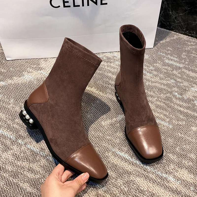 Women Shoes autumn winter Boots ankle fashion comfortable genuine leather round toe For The Latest new Classical
