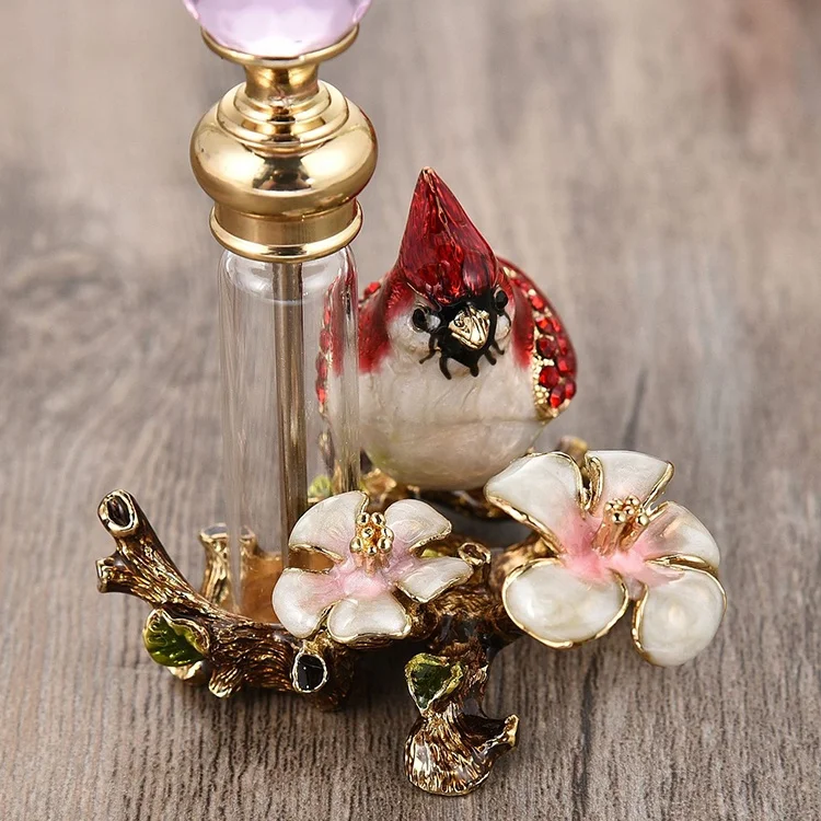 4ml Empty Glass Metal Tube Perfume Bottles Bird Bohemian Waxwing Perfume Arabic Bottles