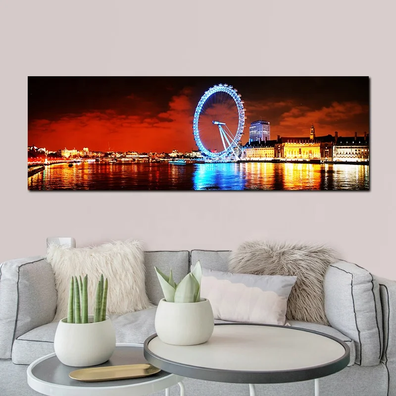 Light Up Modern City Picture On Canvas Print Wall Hanging Decor Art led lighting decorative painting