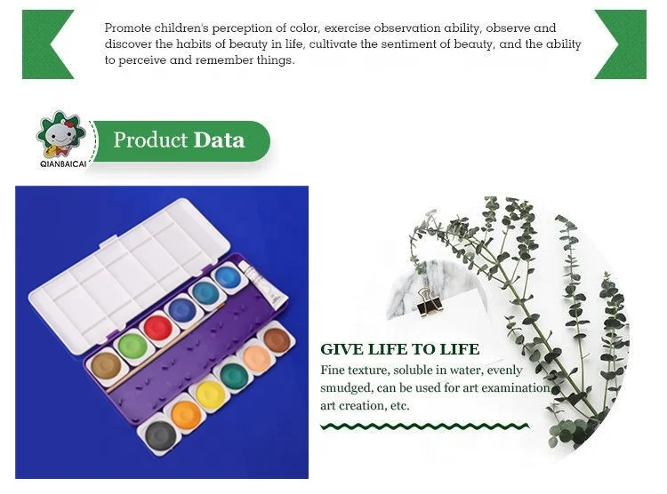 12pcs solid watercolor paint with 1pcs watercolor tube