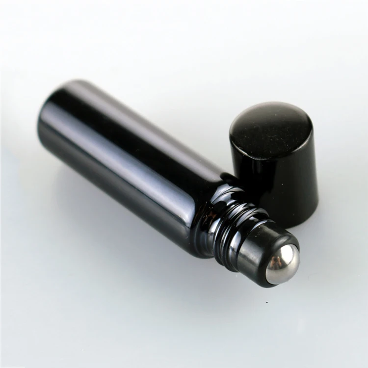 5ml 10ml black gold glass roll on ball bottle eyecream container in stock