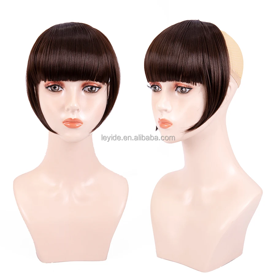 AliLeader 36 Colors Synthetic Sweeping Side Blunt Bang Natural Straight Hairpieces Neat Front Fringe Clip In Hair Bangs