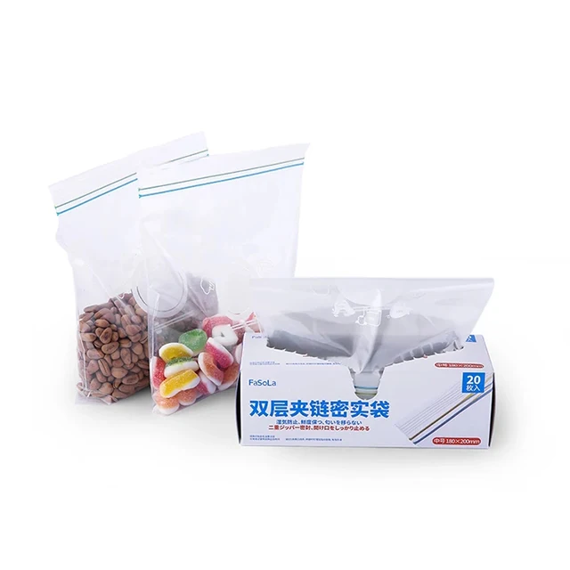 Customised Household Food Freezer Storage Resealable Clear Poly Ziplock Bag/Cusotm Color Line Pe Zipper Plastic Bag