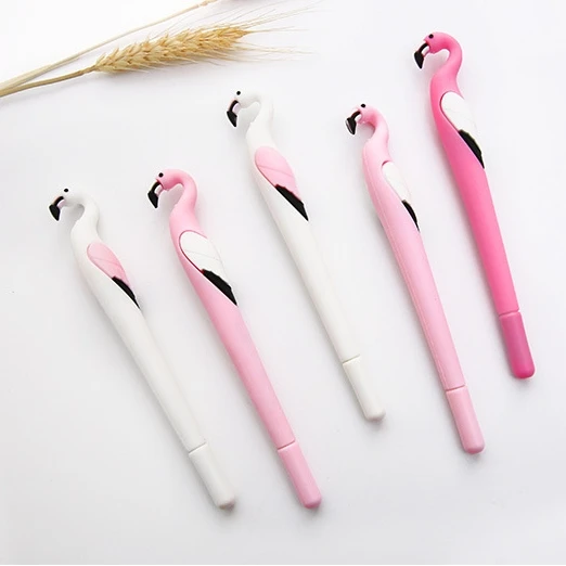Office Stationery Colorful Creative Flamingo Shaped Neutral Pen 0.5mm Blue Needle Tube Gel Pen For Gifts School Office