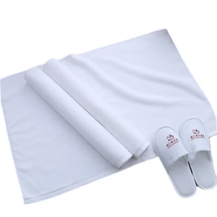 Wholesale Non Slip jacquard  embroidery logo100% cotton hotel bathroom white bath mat floor towel