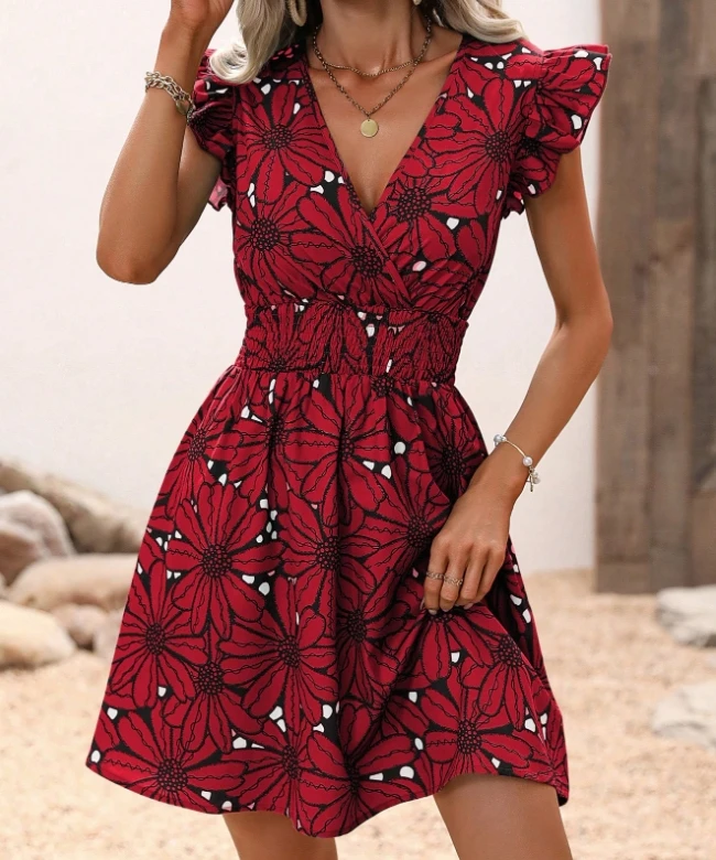 High quality V neck korean style tight  summer mini dress sexy pretty dresses