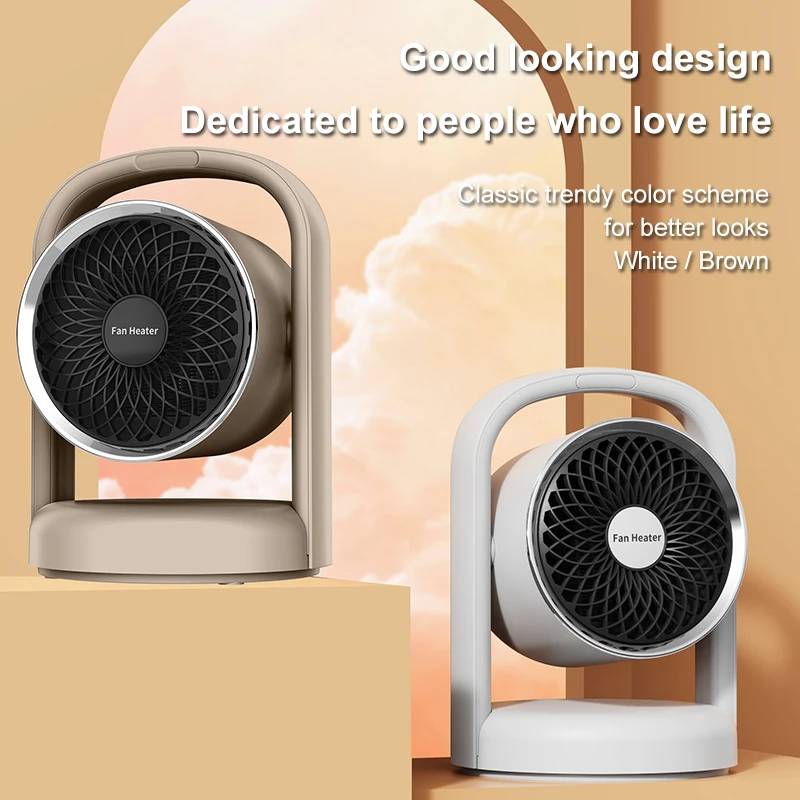 QIATAILI 1500W PTC Fan Heater Portable ABS Mini Plug in Home Electric Space Heater Fan with Gravity Protection