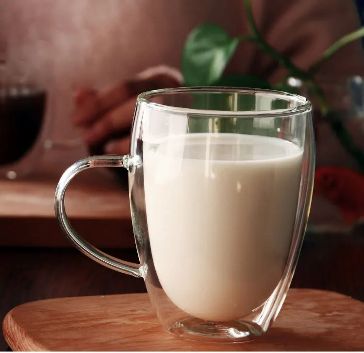 Wholesale Customized High Borosilicate Double Wall Tea Coffee Glass Cup With Handle