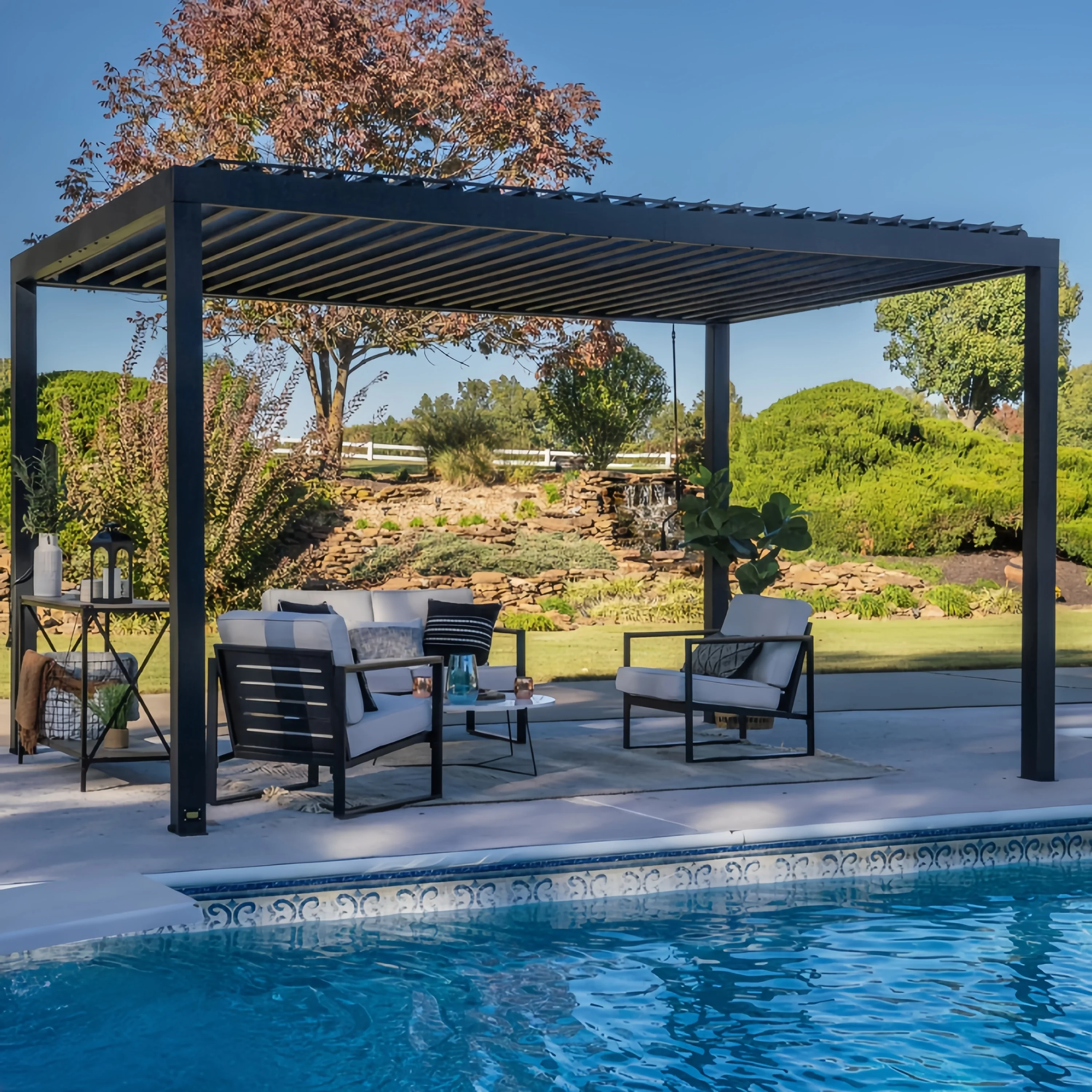 Customized Summerhouses Garden Louver Bracket Canopy Pergola Motorized Roof Retractable Outdoor Gazebo Aluminium Forsale