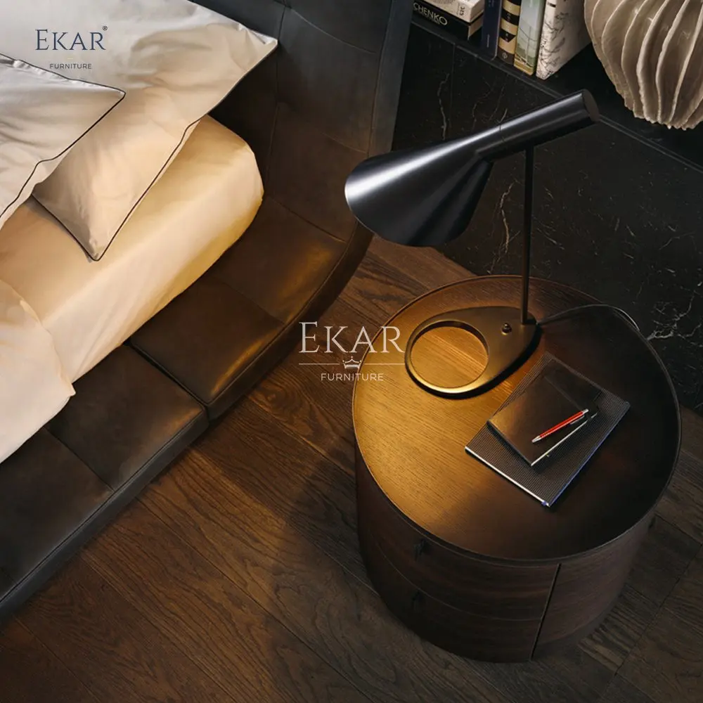 Modern Luxury White Oak Mountain Grain Smoked Bedside Cabinet for Bedroom Home Hospital School Contemporary Style for Hall Use