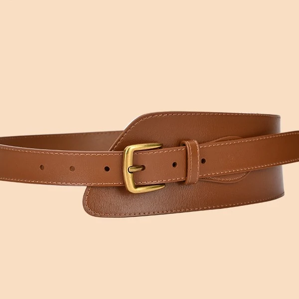 Wholesale women blet wide Genuine Leather brass pin buckle belts waist decoration waist seal belt