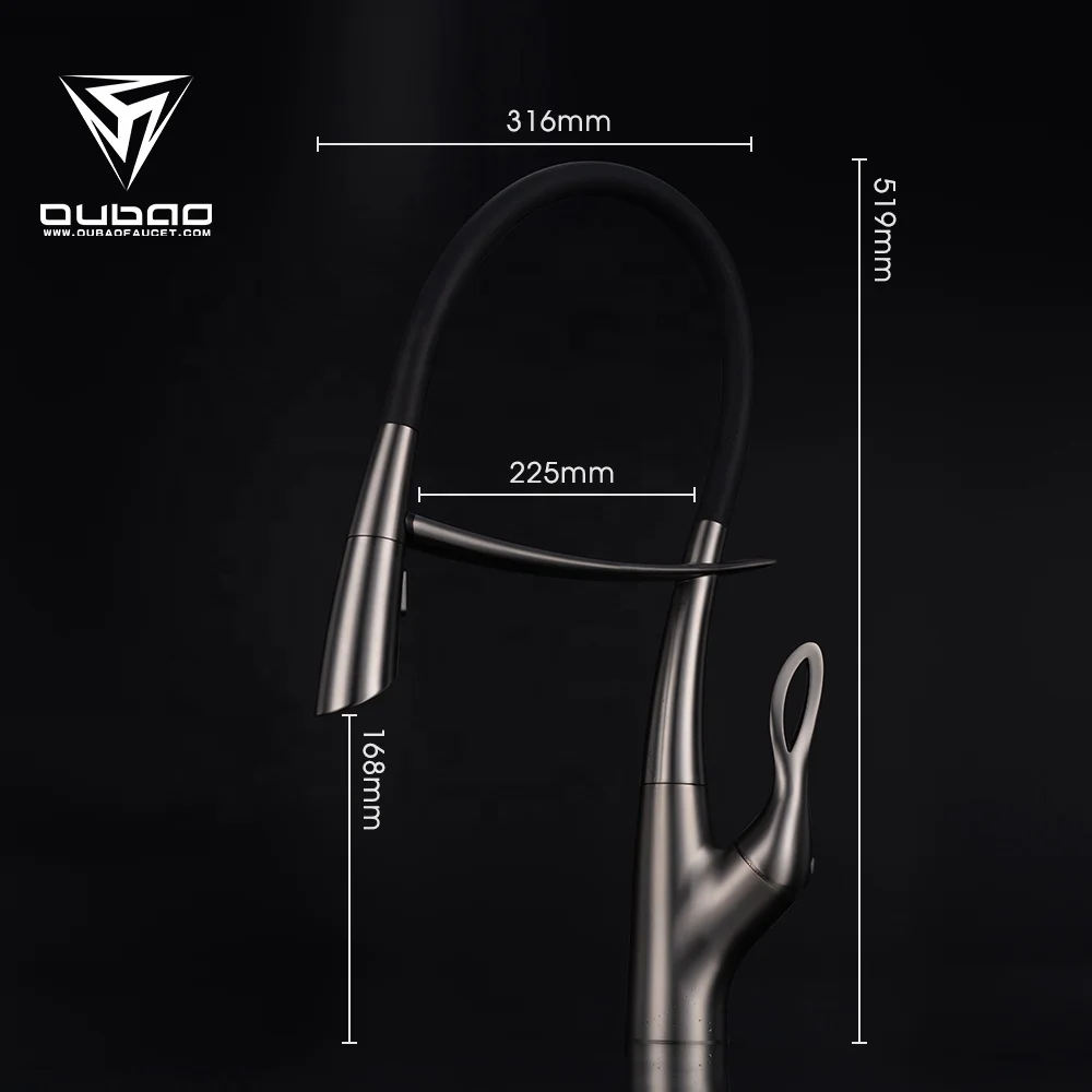 China Single Handle Gun Gray Hot And Cold Pull Out Two Ways Wash Sink Mixer Tap Black Silicon Hose Flexible Kitchen Faucet
