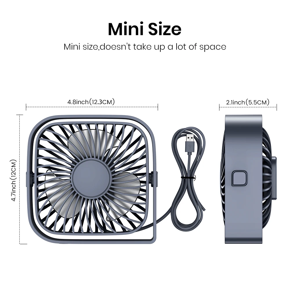 TOPK K50 2024 New Design USB Mini Table Fan Mute Large Wind Low Noise Desktop Fan Mini Fan