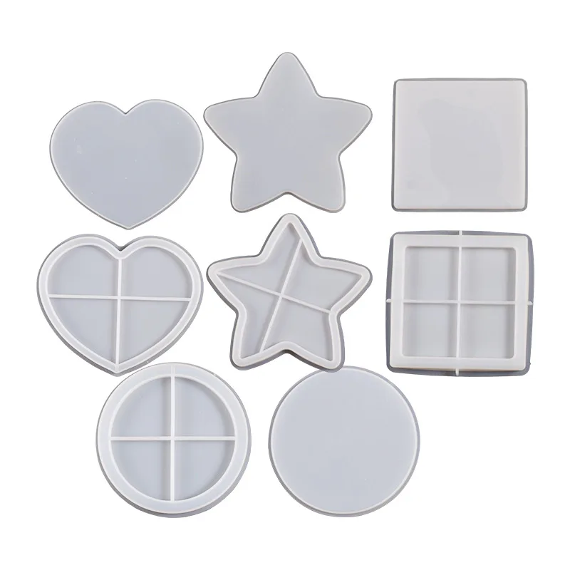 Epoxy Resin Square round Love Five-Pointed Star Quicksand Listing Diy Photo Frame Silicone Mold