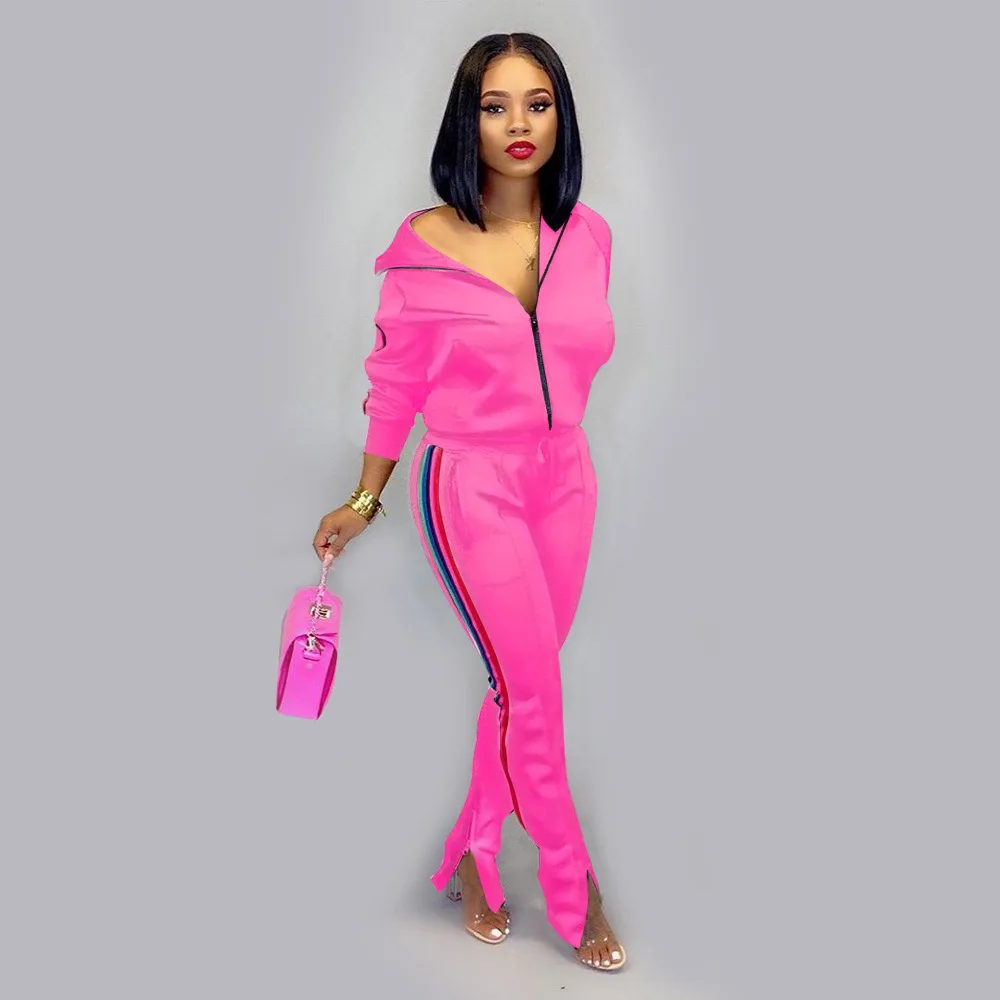 
Customized Logo 2021 Zip up Women Jogger Jogging Sets fitting Track Sweat Suits Wholesale Women Blank Jogging Tracksuits 