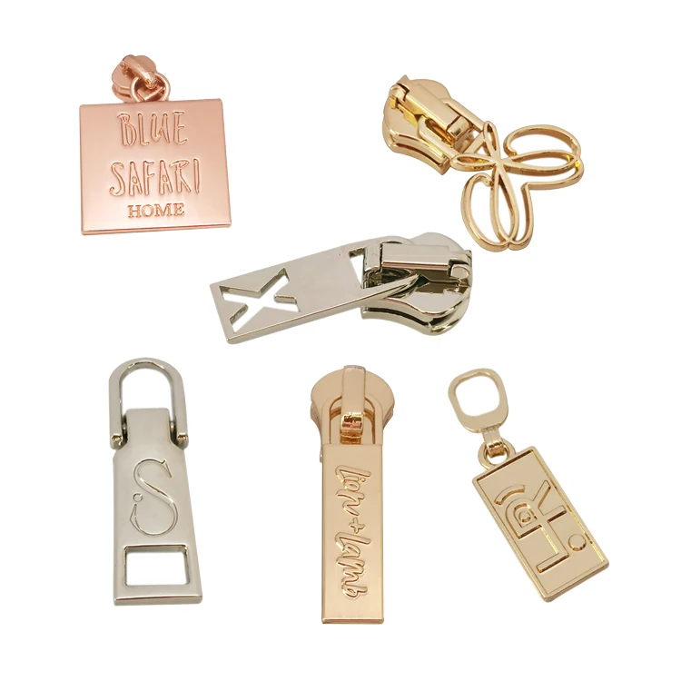  Factory Direct sales cut out logo zip pull custom metal zipper slider puller for bags