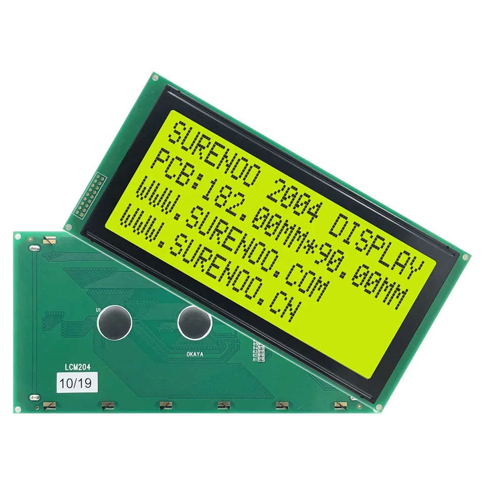 182*90MM 204 2004 20X4 Largest Yellow Green Character LCD Module Display Screen LCM with LED Backlight and Standard Interface