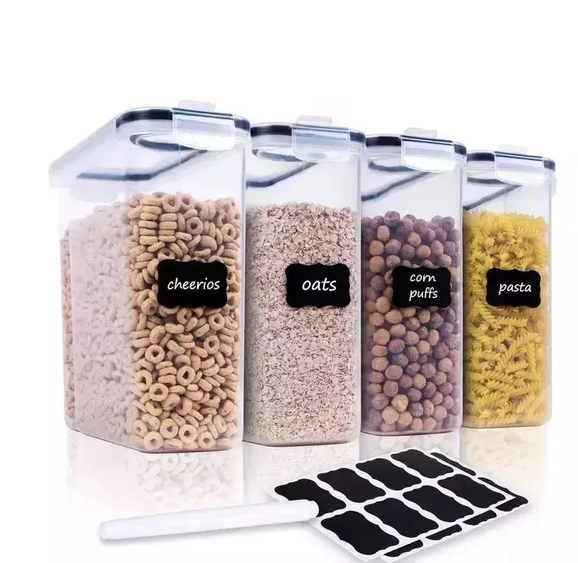 2 Pack 4l Large Plastic Airtight Dry Food Storage Container Set with Lid